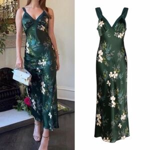 NEW Reformation Neola Silk Dress Portia Large
